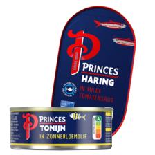 Princes tonijnstukken of haring in tomatensaus